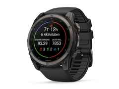 Garmin Fenix 9 faserverstärktes Polymer 51mm digitales Display schwarzes Silikonband – Herrenuhren Uhr Multifunktion aus Kautschuk, Kunststoff und Titan. Das Gehäuse ist rund und schwarz. Das Kautschuk / Kunststoff / Silikon Armband ist schwarz. Das Zifferblatt ist digital und schwarz. – Ansicht 2