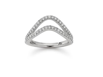 Elaine Firenze Set 12 Damenring geschwungen – Ringe Ring mit Besatz aus 585 Weißgold.