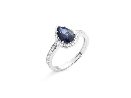 Facet Colors Sweet Ring Weißgold mit blauem Saphir und Brillanten 0,30ct – Ringe Ring aus 750 Weißgold.
