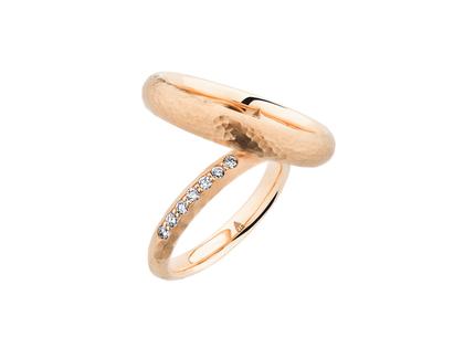Christian Bauer Trauring Paar Nr. 89 Roségold gehämmert mit Brillanten 0,110ct – Ringe Trauring mit Besatz in roségold und aus 750 Rotgold.
