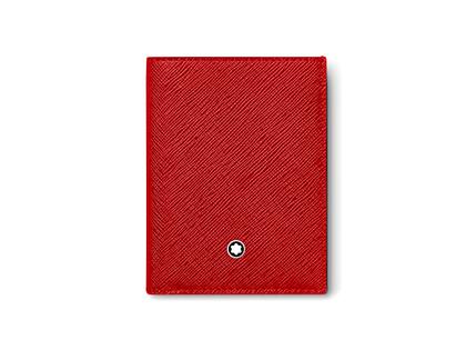 Montblanc Sartorial Mini-Brieftasche 4 cc Leder Rot Knopfverschluss – Lederwaren Leder Brieftasche in rot und aus Leder.