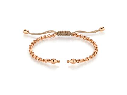 Jörg Heinz Rolo-Armband Roségold mit Makramee-Verschluss champagner 16cm – Armschmuck Armband in roségold und aus 750 Rotgold.