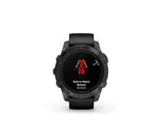 Garmin epix Pro Sapphire Titan carbongrau beschichtet 47 mm Kautschukband schwarz – Herrenuhren Uhr Multifunktion aus DLC beschichtet, Kautschuk und Titan. Das Gehäuse ist rund und schwarz. Das Kautschuk / Kunststoff / Silikon Armband ist schwarz. Das Zifferblatt ist digital und schwarz. – Ansicht 2