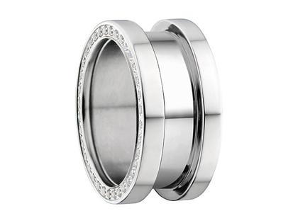 Bering Arctic Symphony Außenring breit Zirkonia seitlich Edelstahl – Ringe Ring mit Besatz aus Edelstahl.