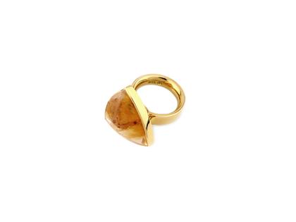 Juwelier Roller | Atelier Ring Dreieck Gelbgold mit Bergkristall – Ringe Ring mit Besatz in gelbgold und aus 750 Gelbgold.