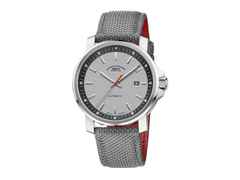 Mühle Glashütte 29er Big Silbergrau Automatik Edelstahl 42,4mm graues Zifferblatt graues Canvasband – Herrenuhren Uhr mit Datum aus Edelstahl und Leder. Das Gehäuse ist rund und silber. Das Textilarmband ist grau. Das Zifferblatt ist ein Index in silber.