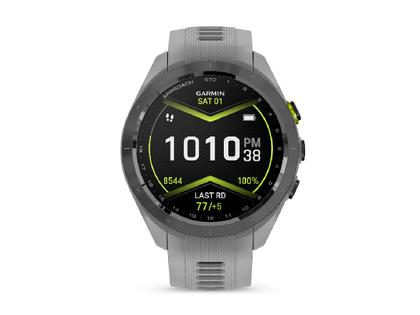 Garmin Approach S70 Smartwatch Kunststoff 42mm digitale Anzeige graues Silikonband – Herrenuhren Uhr Multifunktion aus Keramik und Kunststoff. Das Gehäuse ist rund und grau. Das Kautschuk / Kunststoff / Silikon Armband ist grau. Das Zifferblatt ist digital und schwarz. – Ansicht 4