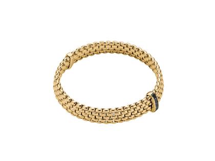 Fope Panorama Flex'It Men Armband  mittel Gelbgold M mit schwarzen Diamanten 0,700ct flexibel – Armschmuck Armband aus 750 Gelbgold.