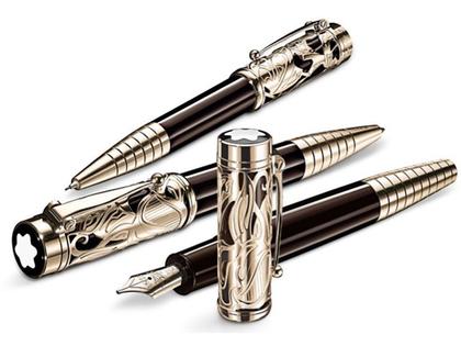 Montblanc Writers Edition      2011: Carlo Collodi – Schreibgeräte Stiftset aus Edelharz und und vergoldet.