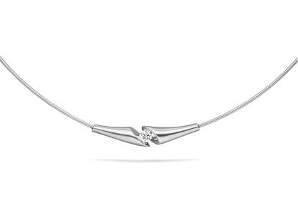 Schaffrath Calla Collier Palladiumweißgold 42cm mit Brillant 0,250 ct – Halsschmuck Collier aus 750 Weißgold.