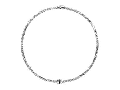 Halsschmuck Collier aus 750 Weißgold und und rhodiniert.