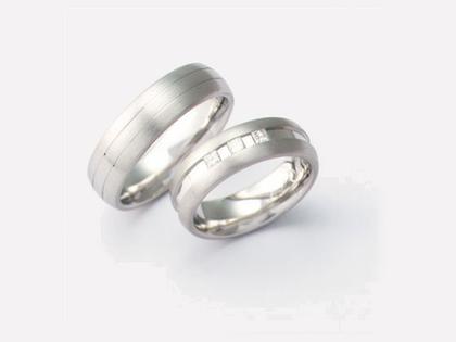 Max Kemper Trauring Paar Weißgold 6,5mm gewölbt mit Diamanten 0,150ct – Ringe Trauring mit Besatz aus 585 Weißgold.