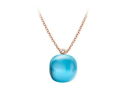 Bigli Mini Sweety "Eclectic Blue" Kette mit Anhänger Roségold Gr. M mit Brillant 0,020ct – Halsschmuck Kette mit Anhänger in roségold und aus 750 Rotgold.