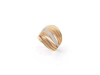 Cammilli Firenze Velaa Pavé Ring Orange Apricot Gold mit Brillanten 0,280ct – Ringe Ring aus 750 Gelbgold.