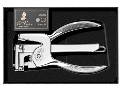 El Casco Heftzange aus Messing verchromt – Büroaccessoires Tischhefter in silber und aus Messing. – Ansicht 4