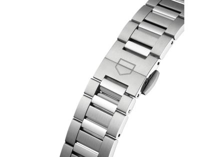 TAG Heuer Carrera Date Automatik Edelstahl 36mm türkisfarbenes Zifferblatt Metallband – Damenuhren Uhr mit Datum aus Edelstahl. Das Gehäuse ist rund und silber. Das Edelstahlarmband ist silber. Das Zifferblatt ist ein Index in türkis. – Ansicht 4