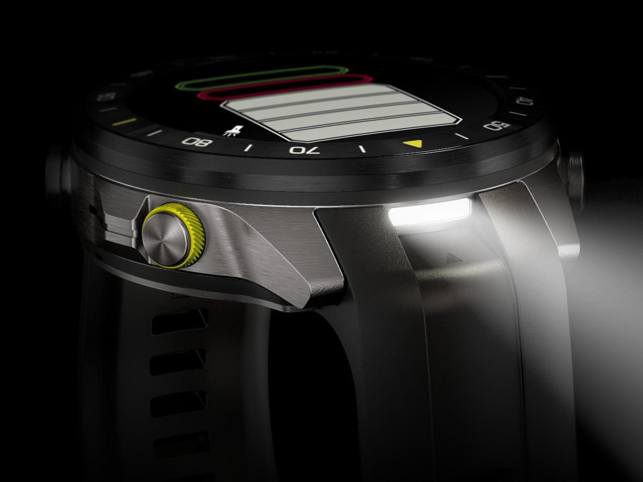 Garmin MARQ Athlete Gen 3 Titan 47mm digitales Display schwarzes Kautschukband – Herrenuhren Uhr Multifunktion aus Kautschuk, Keramik und Titan. Das Gehäuse ist rund und grau. Das Kautschuk / Kunststoff / Silikon Armband ist schwarz. Der Zifferblatt ist digital. – Ansicht 7