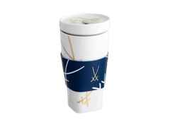Meissen Coffee to Go Becher "Swords" aus Meissner Porzellan mit Manschette – Porzellanwaren Tafelporzellan in weiß und aus Kunststoff, Leder, Porzellan und vergoldet.