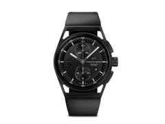 Porsche Design Sport Chrono Titan schwarz schwarzes Lederband – Herrenuhren Chronograph aus Titan und Titancarbid beschichtet. Das Gehäuse ist rund und schwarz. Das Lederarmband ist schwarz. Das Zifferblatt ist ein Index in schwarz.