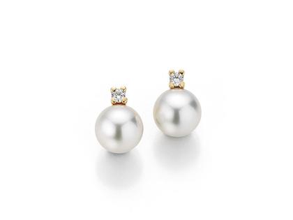Gellner H2O Ohrstecker Roségold mit Akoyaperlen und Brillanten 0,080ct – Ohrschmuck Ohrstecker aus 750 Rotgold.
