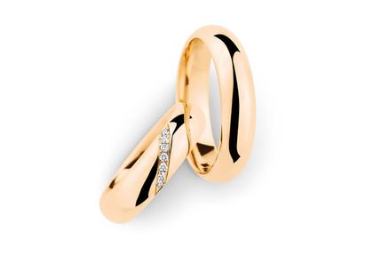 Christian Bauer Trauring Paar Nr.  17 Roségold – Ringe Trauring mit Besatz aus 750 Rotgold.