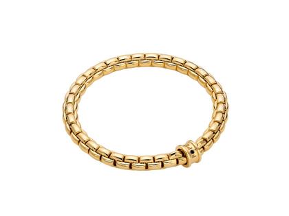 Fope Eka Flex'It Men Armband  mittel Gelbgold M 1 Ronde mit Brillant 0,020ct schwarz flexibel – Armschmuck Armband aus 750 Gelbgold.