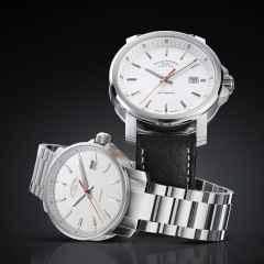 Mühle Glashütte 29er Automatik Edelstahl 36mm weißes Zifferblatt Metallband – Herrenuhren Uhr mit Datum aus Edelstahl. Das Gehäuse ist rund und silber. Das Edelstahlarmband ist silber. Das Zifferblatt ist ein Index in weiß. – Ansicht 2