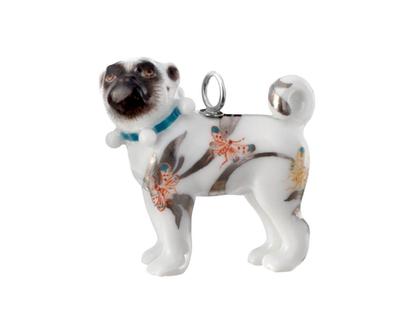 Meissen Mops 90A404-78M22-1 "Giant Bloom Platin Ornaments" – Anhänger Anhänger ohne Besatz in weiß und aus Porzellan.