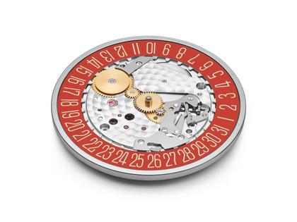 Nomos Glashütte Tangente 38 Datum "175 Years Watchmaking - Rambazamba" Handaufzug Edelstahl rotes Zifferblatt graues Textilband Glasboden – Herrenuhren Uhr mit Datum aus Edelstahl. Das Gehäuse ist rund und silber. Das Textilarmband ist grau. Das Zifferblatt ist arabisch Index und rot. – Ansicht 8