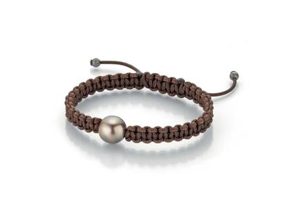 Gellner Basic Armband Braun mit Tahitiperle – Armschmuck Armband in braun und aus 925 Silber.