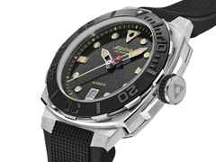 Alpina Seastrong Diver Extreme Automatik Edelstahl 39mm schwarzes Zifferblatt schwarzes Kautschukband – Herrenuhren Uhr mit Datum aus Edelstahl, Kautschuk und Titan. Das Gehäuse ist rund und silber. Das Kautschuk / Kunststoff / Silikon Armband ist schwarz. Das Zifferblatt ist ein Index in schwarz. – Ansicht 2