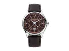 Frederique Constant Classics Runabout GMT Automatik Edelstahl 42mm braunes Zifferblatt braunes Lederband limitiert – Herrenuhren Uhr mit Datum aus Edelstahl und Leder. Das Gehäuse ist rund und silber. Das Lederarmband ist braun. Das Zifferblatt ist arabisch Index und braun.