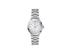 TAG Heuer Carrera Date Automatik Edelstahl 29mm weißes Perlmutt-Zifferblatt Metallband – Damenuhren Uhr mit Datum aus Edelstahl. Das Gehäuse ist rund und silber. Das Edelstahlarmband ist silber. Das Zifferblatt ist ein Index in weiß.