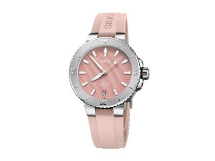 Oris Aquis Date Lady Automatik 36 5 mm Edelstahl rosa Perlmutt Zifferblatt Kautschukband kaufen