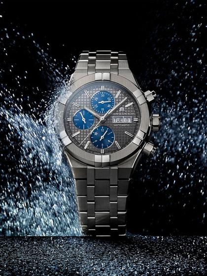 Maurice Lacroix Aikon Chronograph Automatik Titan 44mm graues Zifferblatt Metallband – Herrenuhren Chronograph aus Titan. Das Gehäuse ist rund und silber. Das Edelstahlarmband ist silber. Das Zifferblatt ist ein Index in silber. – Ansicht 4