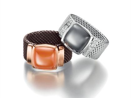 Cédé Creation Milanaise Ring Mondstein – Ringe Ring mit Besatz aus 750 Weißgold, Edelstahl und und .