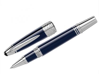 Schreibgeräte Rollerball aus Edelharz und und platiniert.