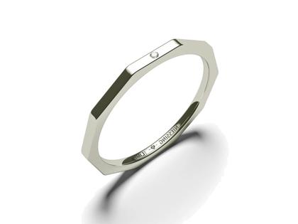 Ringe Ring mit Besatz in grau und aus Silber-Gold Legierung - 90 S.