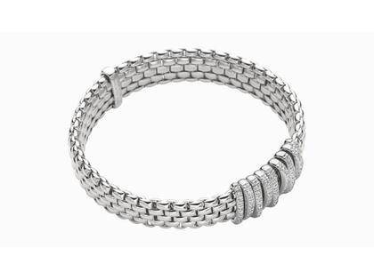 Fope Panorama Armband  mit 9 Ronden Weißgold mit Brillanten Pave – Armschmuck Armband aus 750 Weißgold.