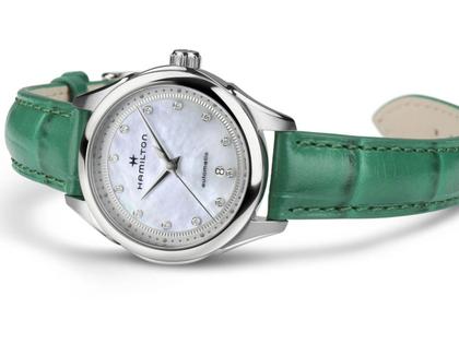 Hamilton Jazzmaster Lady Auto mit Brillanten Edelstahl weiß 