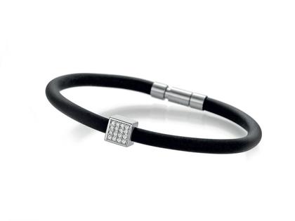 Micha Bunz Armreif Platin mit Brillanten – Armschmuck Armreif aus 950 Platin, Kautschuk und und .