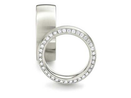 Max Kemper Trauring Paar Weißgold 5,5mm gewölbt mit Brillanten 0,504ct – Ringe Trauring mit Besatz aus 585 Weißgold.