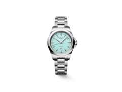 Longines Conquest Quarz Edelstahl 30mm blaues Zifferblatt Metallband – Damenuhren Uhr mit Datum aus Edelstahl. Das Gehäuse ist rund und silber. Das Edelstahlarmband ist silber. Das Zifferblatt ist ein Index in blau.