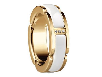 Bering Link Damenring Edelstahl IP gelb Keramik weiß Zirkonia – Ringe Ring mit Besatz aus Edelstahl, Keramik und und .