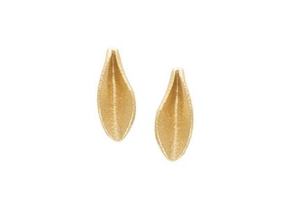 Heiring Blatt Mini Ohrstecker Silber vergoldet – Ohrschmuck Ohrstecker in gelbgold und aus 925 Silber und PVD beschichtet.