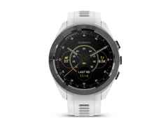 Garmin Approach S70 Smartwatch Kunststoff 42mm digitale Anzeige weißes Silikonband – Herrenuhren Uhr Multifunktion aus Keramik und Kunststoff. Das Gehäuse ist rund und grau. Das Kautschuk / Kunststoff / Silikon Armband ist weiß. Das Zifferblatt ist digital und schwarz. – Ansicht 3