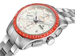 Rado HyperChrome Chronograph Automatik Edelstahl 44mm weißes Zifferblatt Metallband – Herrenuhren Chronograph aus Edelstahl und Keramik. Das Gehäuse ist rund und silber. Das Edelstahlarmband ist silber. Das Zifferblatt ist ein Index in weiß. – Ansicht 2