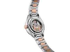 TAG Heuer Carrera Date Automatik Edelstahl 29mm weißes Perlmutt-Zifferblatt zweifarbiges Metallband – Damenuhren Uhr mit Datum aus 750 Rotgold und Edelstahl. Das Gehäuse ist rund und silber-roségold. Das Edelstahlarmband mit Gold ist silber-roségold. Das Zifferblatt ist ein Index in weiß. – Ansicht 4