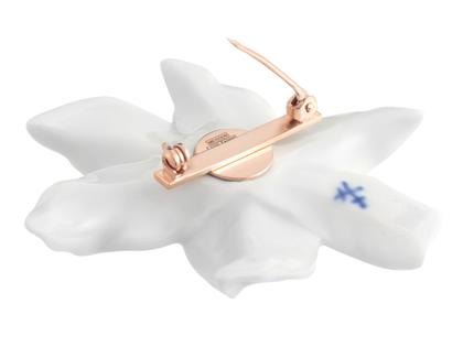 Meissen Bloom Collection Brosche "Blüte" Silber vergoldet 4,8x5,5cm – Ansteckschmuck Brosche aus 925 Silber vergoldet, Porzellan und und . – Ansicht 2
