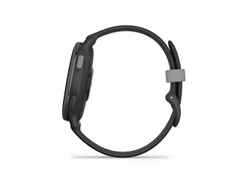 Garmin vívoactive 5 faserverstärktes Polymer schwarz 42mm schiefergraues Kautschukband – Damenuhren Uhr Multifunktion aus eloxiertes Aluminium, Kautschuk, Kunststoff und PVD beschichtet. Das Gehäuse ist rund und schwarz. Das Kautschuk / Kunststoff / Silikon Armband ist anthrazit. Der Zifferblatt ist digital. – Ansicht 4